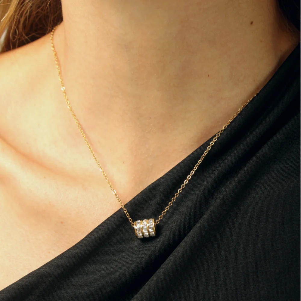 Mariasz минималистичный CZ Rolling Barrel Tube ожерелье из нержавеющей стали для женщин