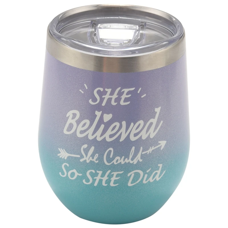 

12 унций винный стакан, подарки на выпускной для нее, она верила, что она может так и сделала, забавные вдохновляющие подарки на день рождения