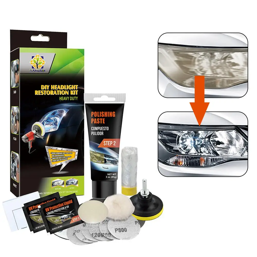 

2022 Car Headlight Restoration Polishing Kits DIY Headlight Brightener Car Care Repair Kit Head Lens Car Wash & Maintenance