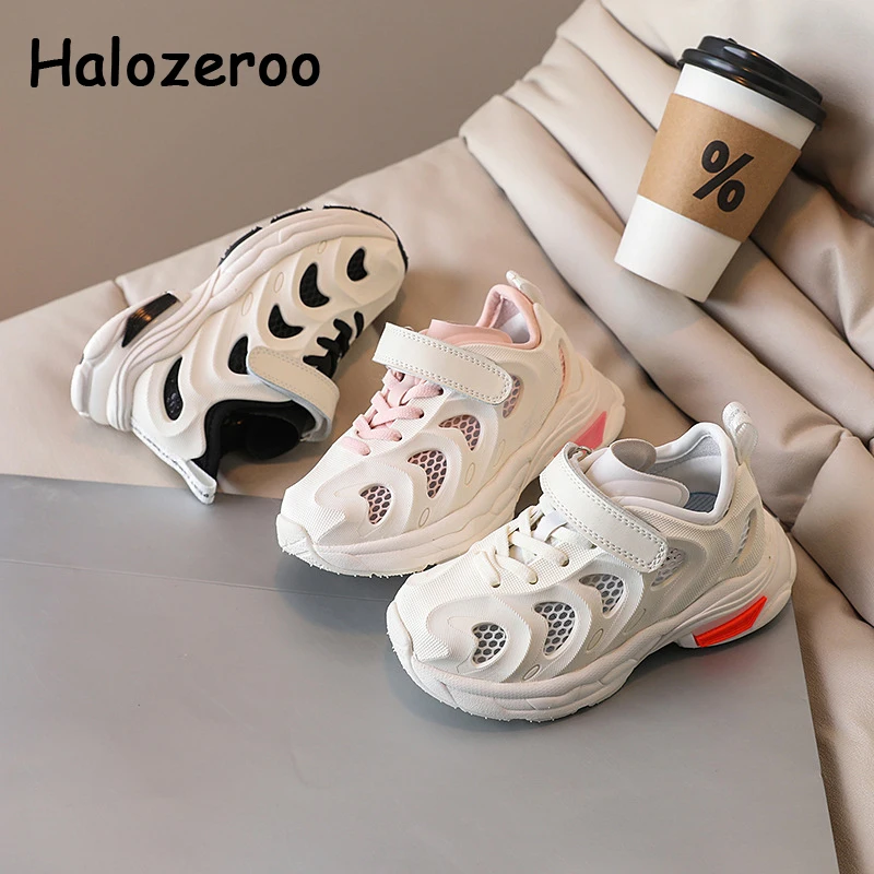 

Детские спортивные кроссовки, сетчатые, повседневные, брендовые, для мальчиков и девочек, белые, летний сезон