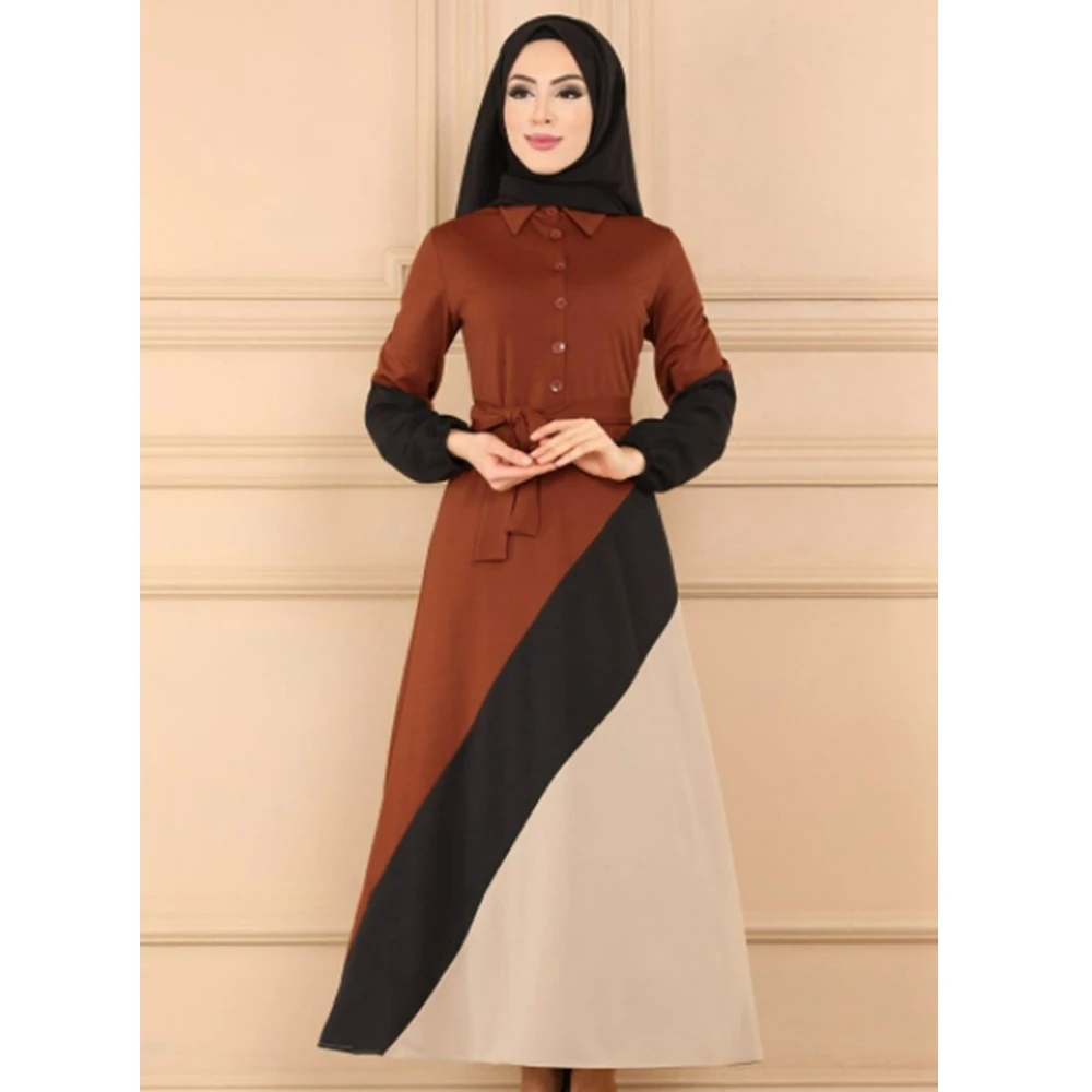 

Женское платье-трапеция с длинным рукавом, круглым вырезом