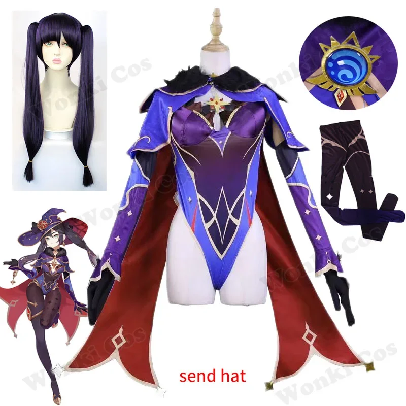 Костюм для косплея Genshin Mona парик платье лоли с накидкой полный комплект костюм