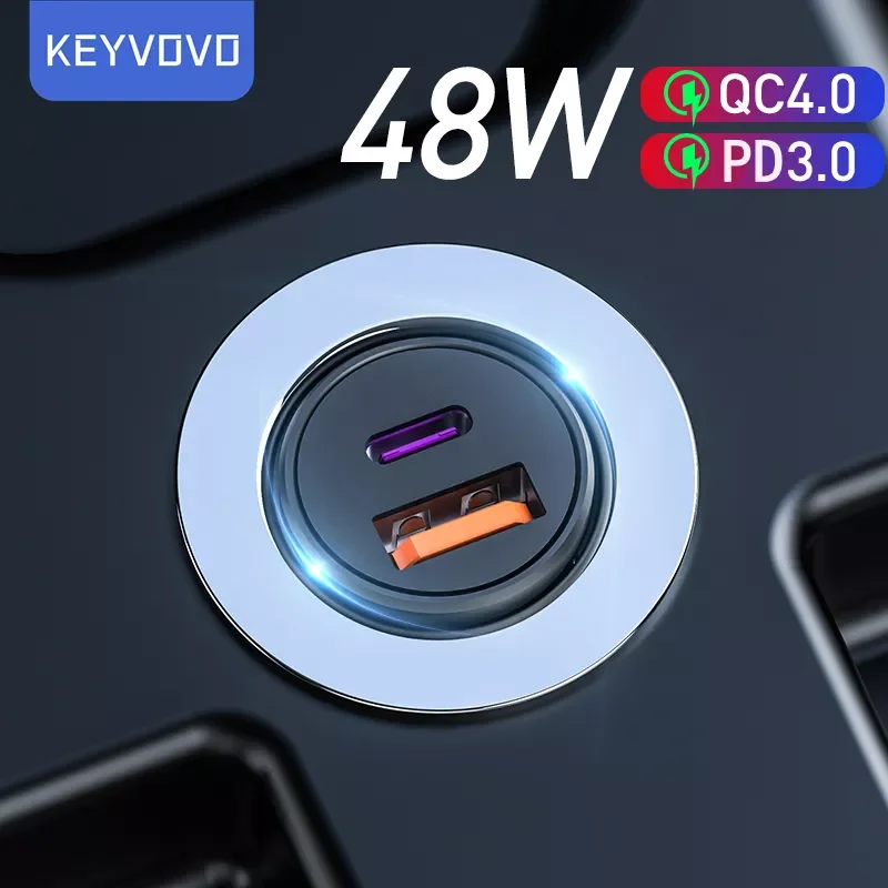 

NEW2023 48W QC PD 4.0 3.0 Quick Charge Car Charger for iPhone 12 11 Pro Max Mini Xiaomi Huawei Samsung S10 9 Fast Charging Type