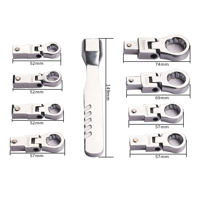 Portable Ratchet Wrench 72 Gear Shaking Head Interchangeable Combination Set Rotatable 180 °Removable Flexible Torque Spanner |