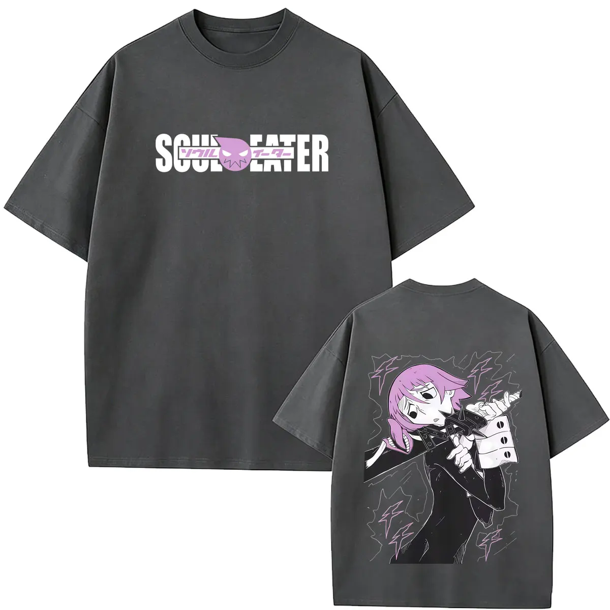 Фото Футболка с графическим принтом Anime Soul Eater Crona, мужская одежда, винтажная уличная одежда в стиле манга, мужская модная повседневная футболка оверсайз с круглым вырезом №2