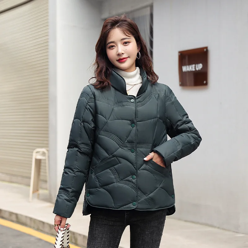 Parkas Women Short Stand Collar Lightweight down Jacket New Thin Fashion Cotton-Padded Jacket Winter Coat Women