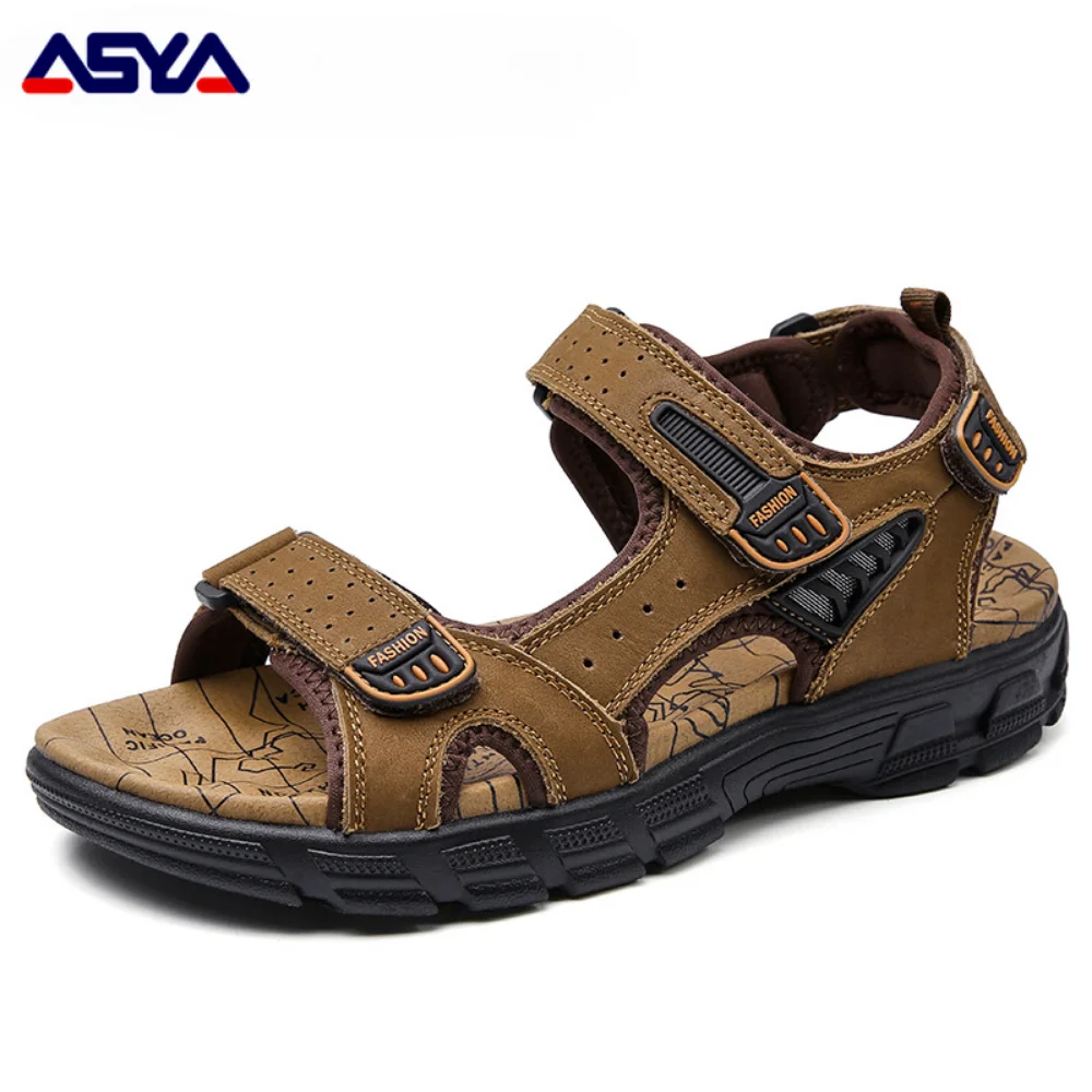 

ASYAPOY Brand Classic Mens Sandals Summer Genuine Leather Sandals Men Outdoor Casual Lightweight Fashion Men Sneakers Size 38-46