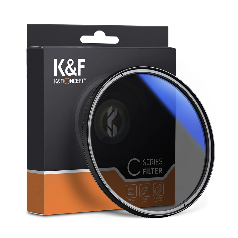 K&F Concept 49mm 52mm 67mm 77mm 82mm Circular Polarizer Glass Filter Ultra-Slim Optics Multi Coating CPL Filters for Camera Lens