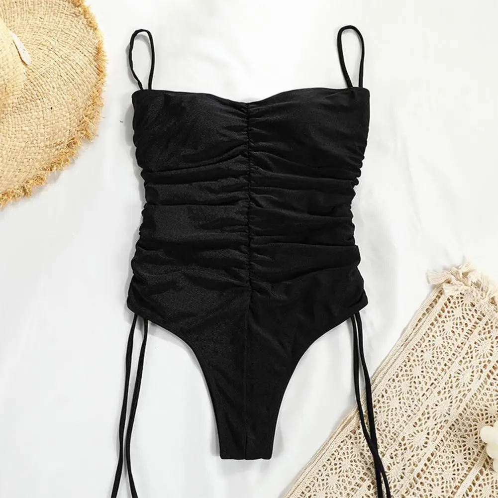 

Spaghetti Straps Good Elasticity Lady Side Shirring Romper Surf Bathing Suit for Water Activity