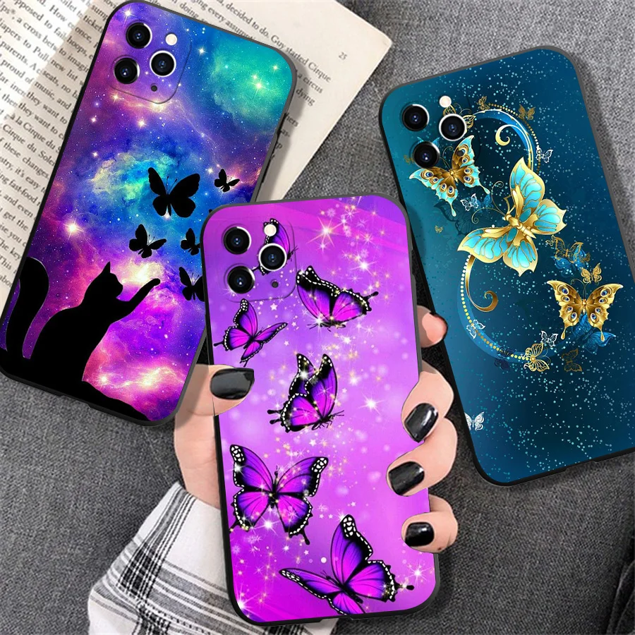 Luxurious Colored Butterfly Phone Case for Iphone 12 13 Mini 11 Pro XS XR MAX 8 7 Plus X SE2020 Fashion Back Cover Shell |