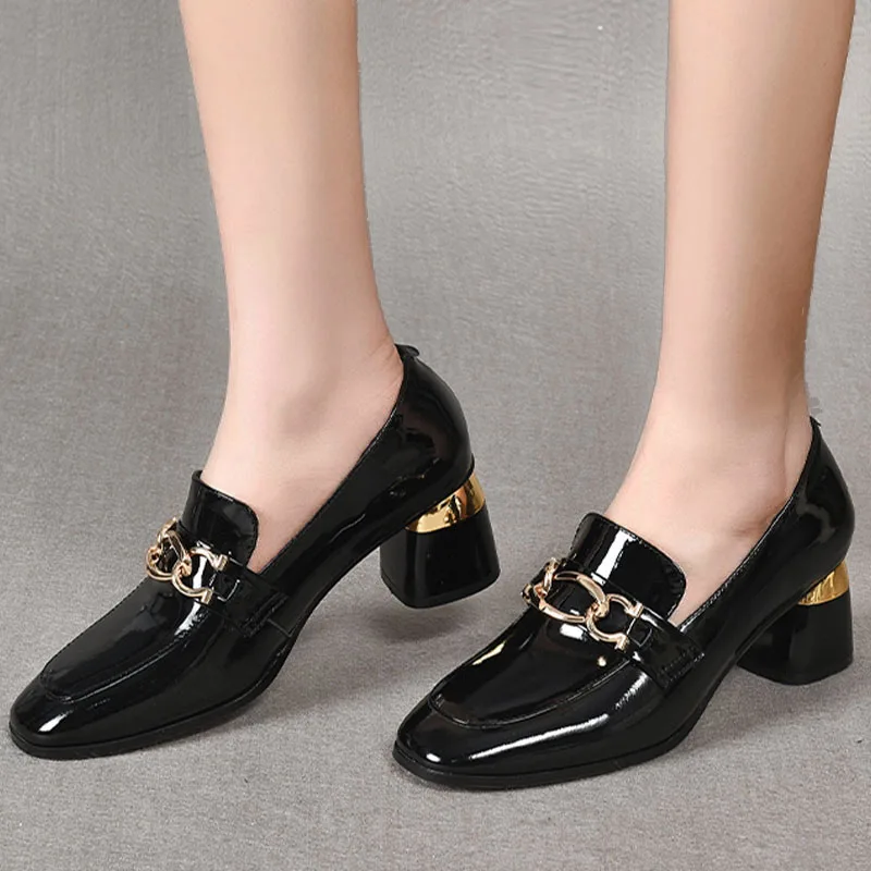 

Autumn Women High Heels Shoes 2022 New Fashion Party Dress Thick Pumps Chain Lolita Mary Janes Ladies Shoes Casual Oxford Shoes