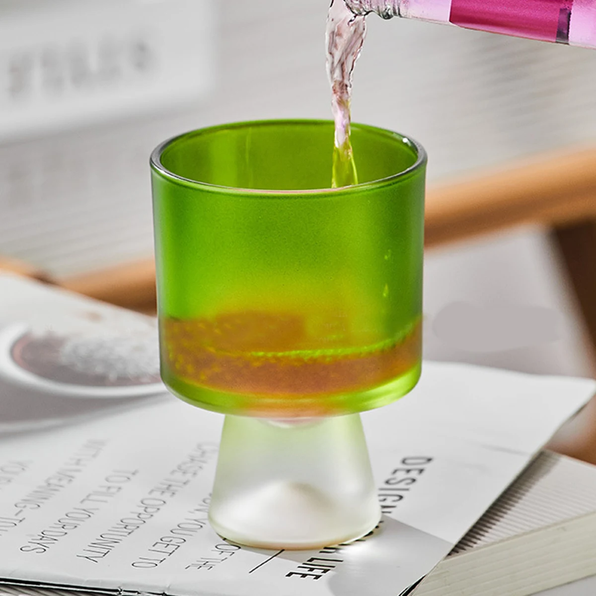 (Логотип может быть выгравирован) Хрустальный бокал 220 мл зеленый матовый для