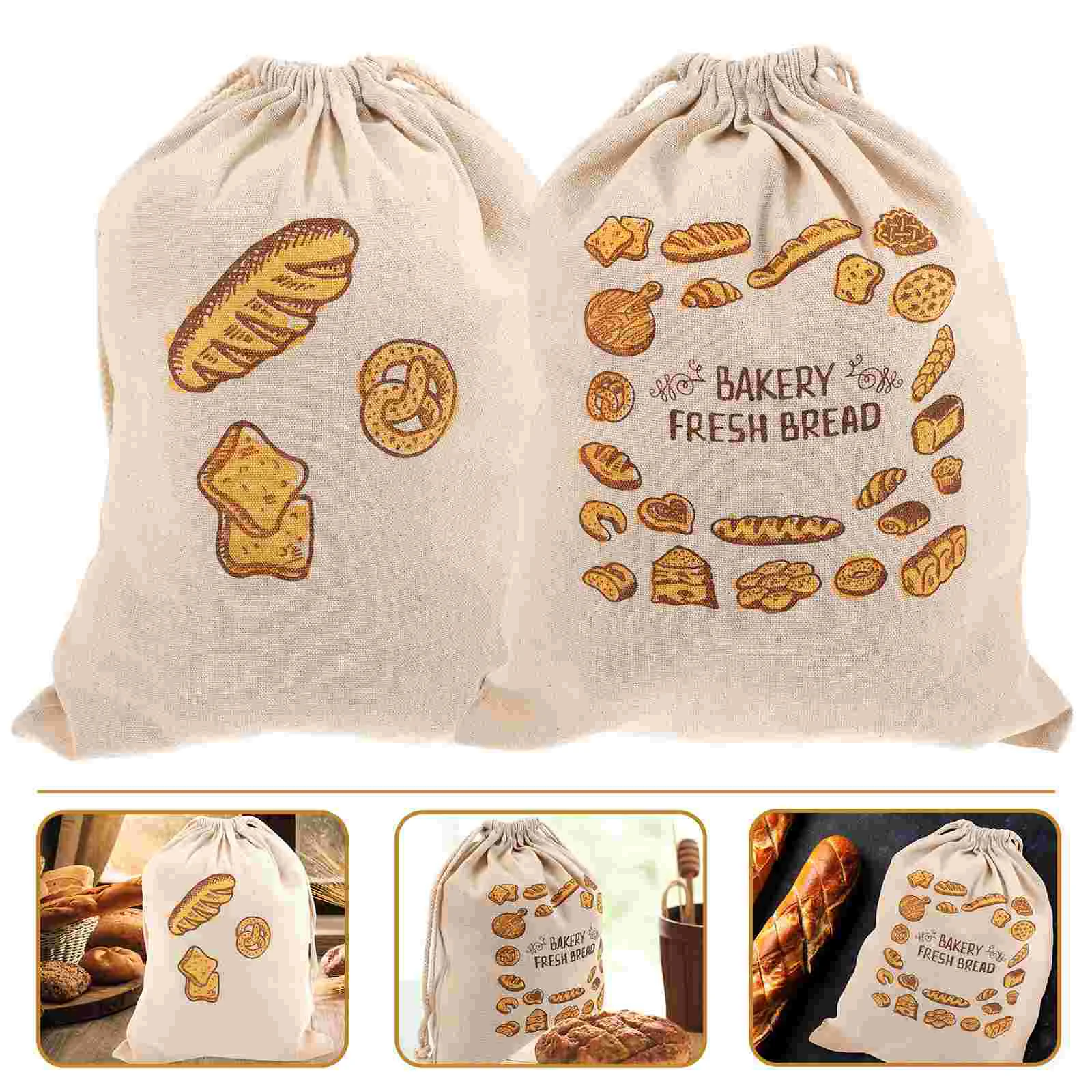 

Bags Bag Drawstring Bread Shopping Produce Linen Reusable Storage Grocery Sachet Vegetable Loaf Cloth Flour Sack Muslin