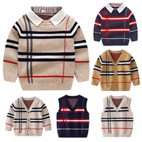 1 8t kid toddler boy clothes spring autumn warm cardigan top long sleeve plaid sweater girl fashion knitted gentleman knitwear