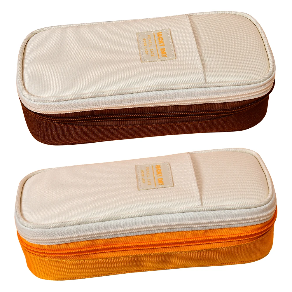 

Canvas Pencil Case Double Layer Large Capacity Student Office Stationery Pen Box Holiday Birthday Christmas Gift