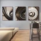 Абстрактная Скандинавская винтовая лестница, холст, живопись, старые строительные плакаты и принты, современное настенное искусство, картины для декора гостиной