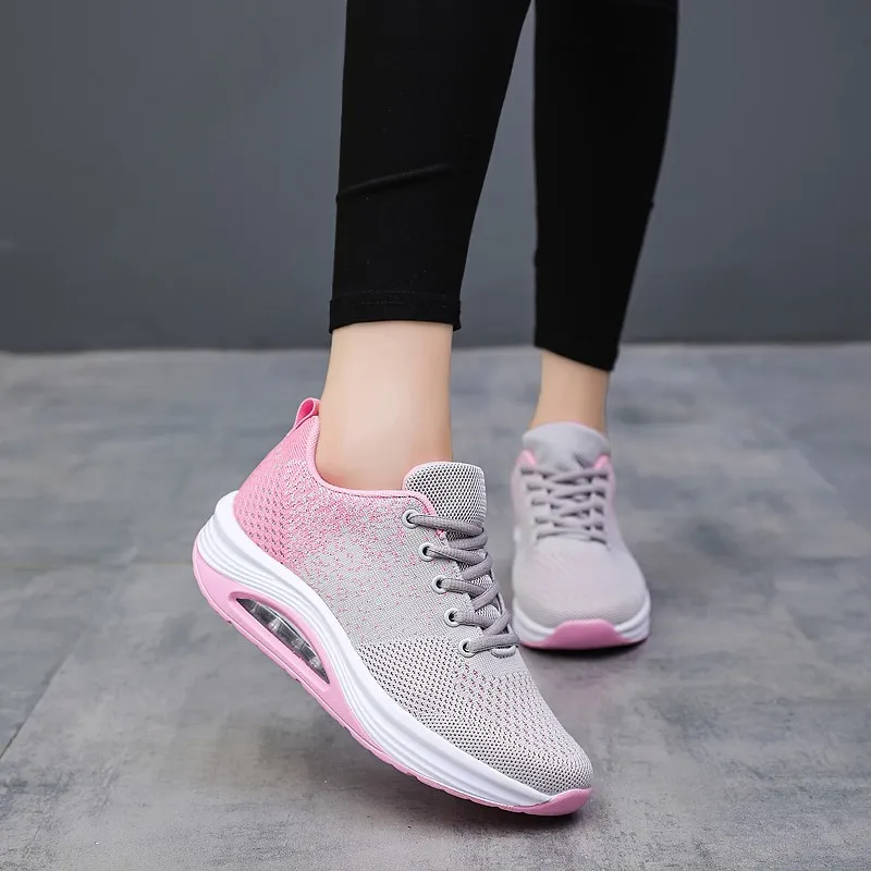 Женские кроссовки на платформе дышащая сетчатая обувь толстой подошве