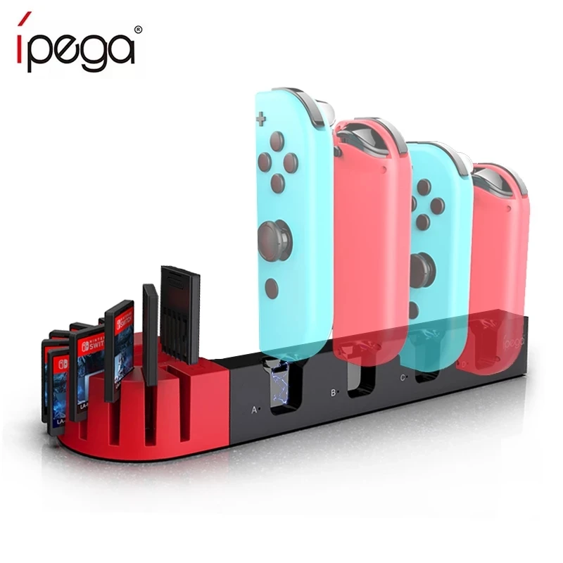 

Зарядное устройство Ipega Joycon, 4 порта, контроллер, подставка, геймпад, зарядная док-станция для консоли Nintendo Switch, 9 игровых слотов