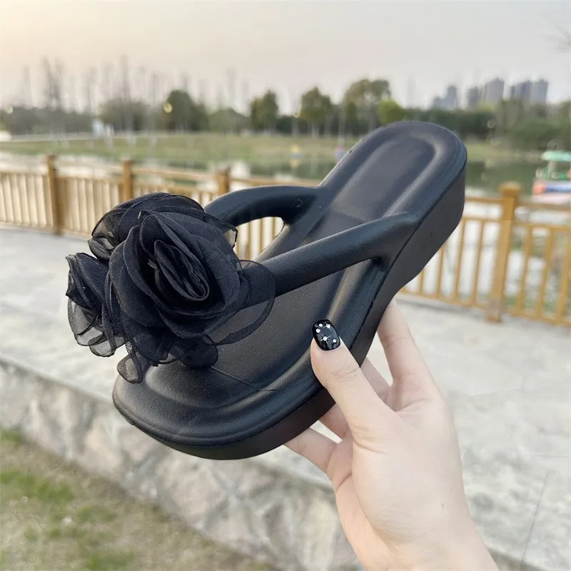 

Women's Wedges Platform Slippers Shoes 2023 Summer New Fashion Sexy Flower Flip Flops Ladies Plattform Shoes Zapatos De Mujer