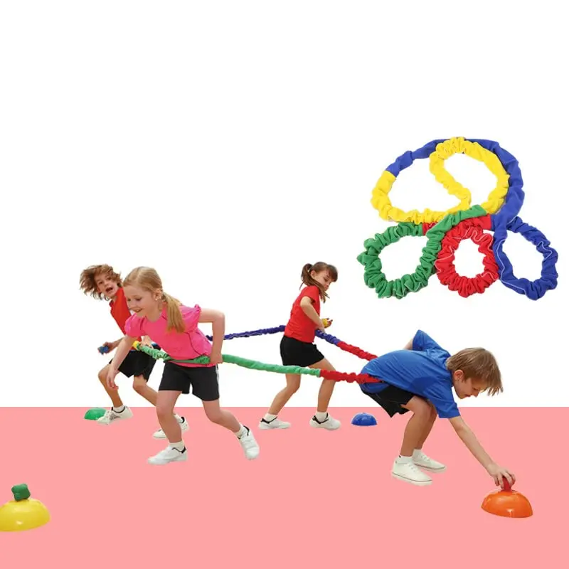 

Elastic Rainbow Rope Stretchy Band Dynamic Movement Exercise Band Stretchy Creative Prop for Group Activities Motor Coordination