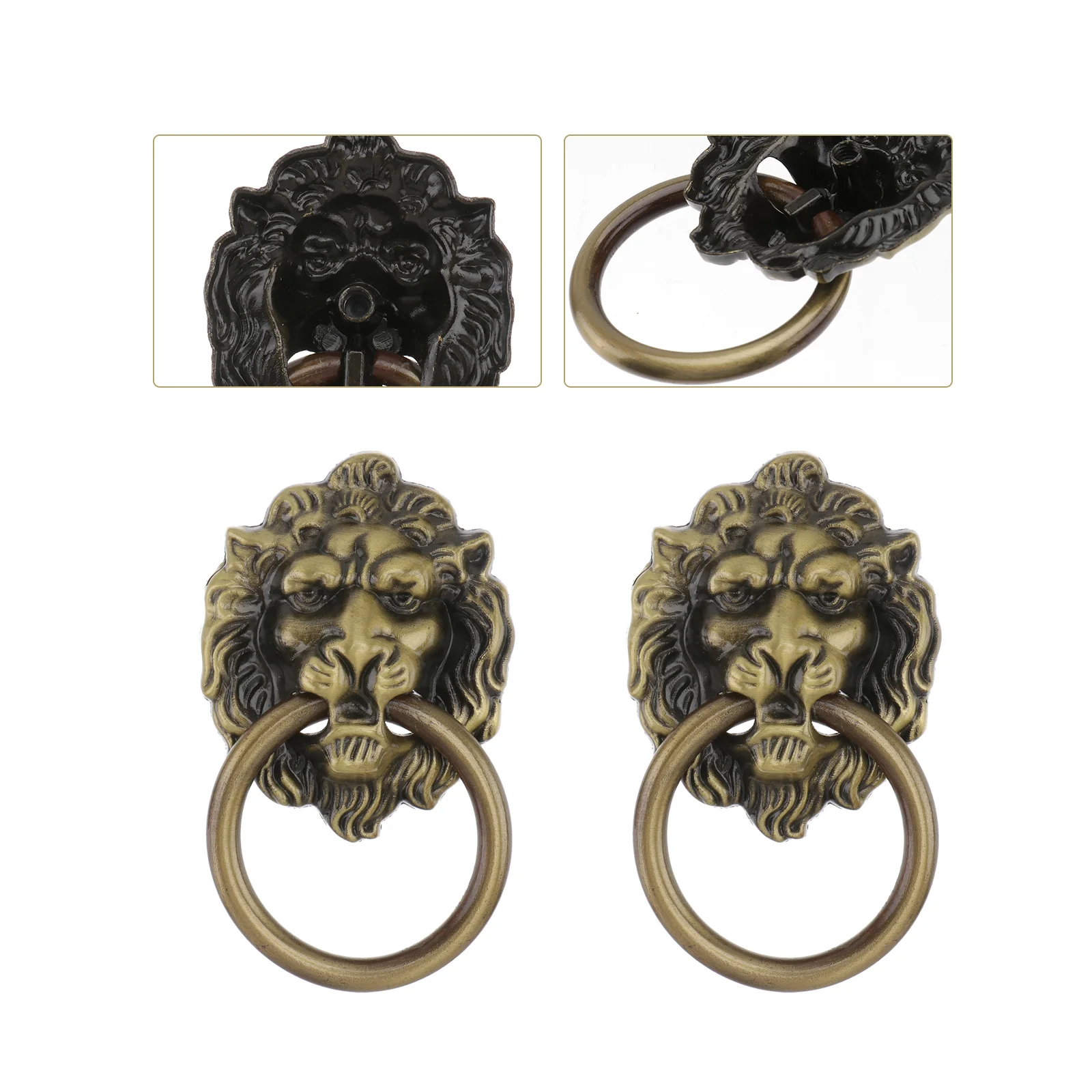 

Handle Cabinet Doorlion Knob Drawer Knobshead Furniture Retro Alloy Zinc Knocker Gate Brass Cupboardvintage Kitchen Gold