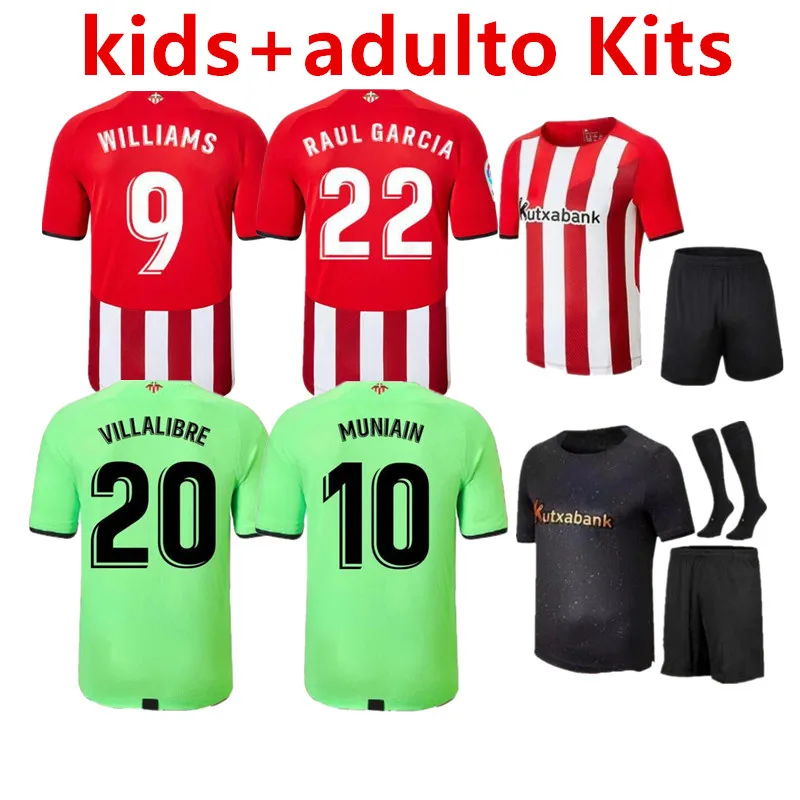

21/22 WILLIAMS Soccer Jerseys I.MARTINEZ RAUL GARCIA YURI B. 2021 2022 VILLALIBRE MUNIAIN football shirt men+kids Kits sock sets