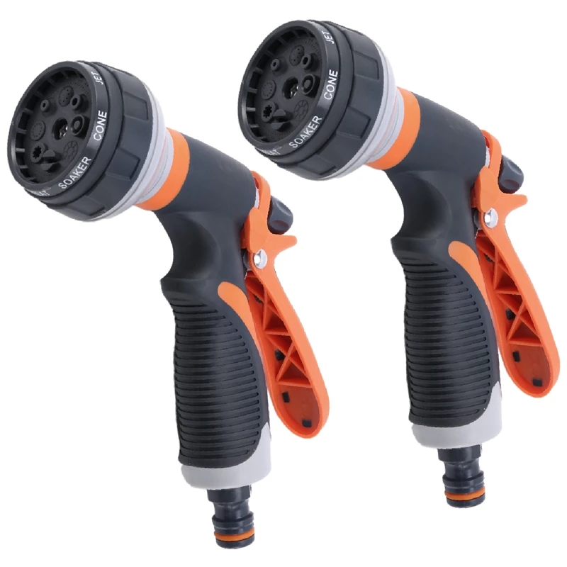 

2 Pack Garden Hose Nozzle, 8 Adjustable Hose - High Pressure Hand Sprayer for Watering Lawn, Car Washing, Pet Bathing, Sidewalk