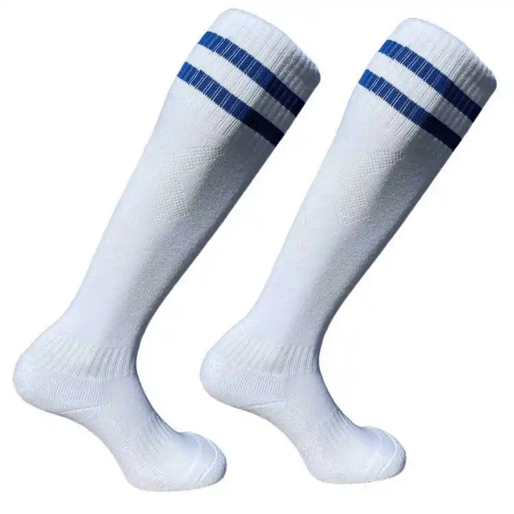 Football Socks Male High Help Sports Socks Socks Students TrainingThick Towel Bottom over-the-knee Adult Two Poles Striped Socks