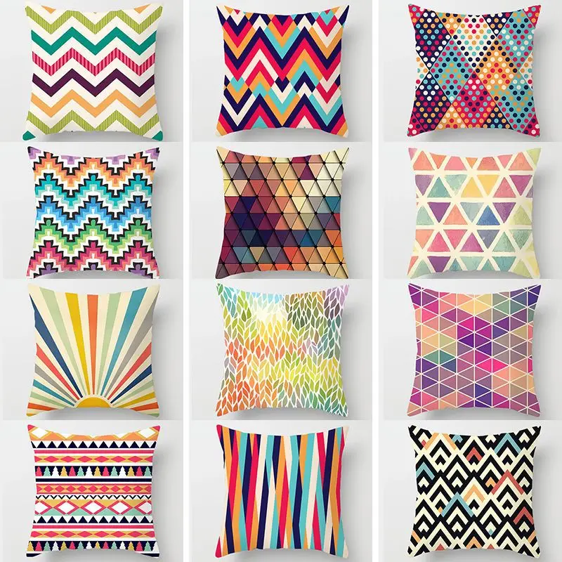 

Разноцветная Геометрическая наволочка 45x45 см, домашняя наволочка для кровати, офиса, автомобиля, подушка на талию, диван, домашний декор