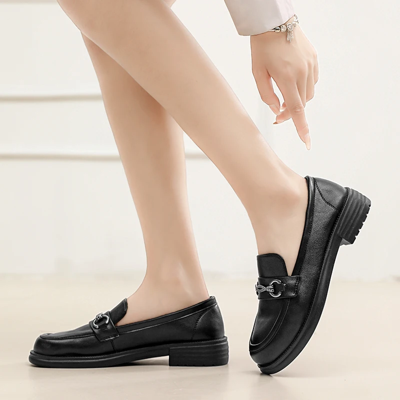 Fashion Women Flats Shoes Loafers Platform Women Shoes Split Leather Casual Summer Ballerina Women Shallow Mouth Shoes Moccasins