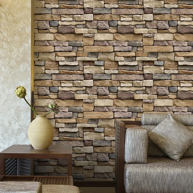 

3D Decorative Wall Decals Brick Stone Rustic Self-adhesive Wall Sticker Home Decor Wallpaper Roll For Bedroom Kitchen