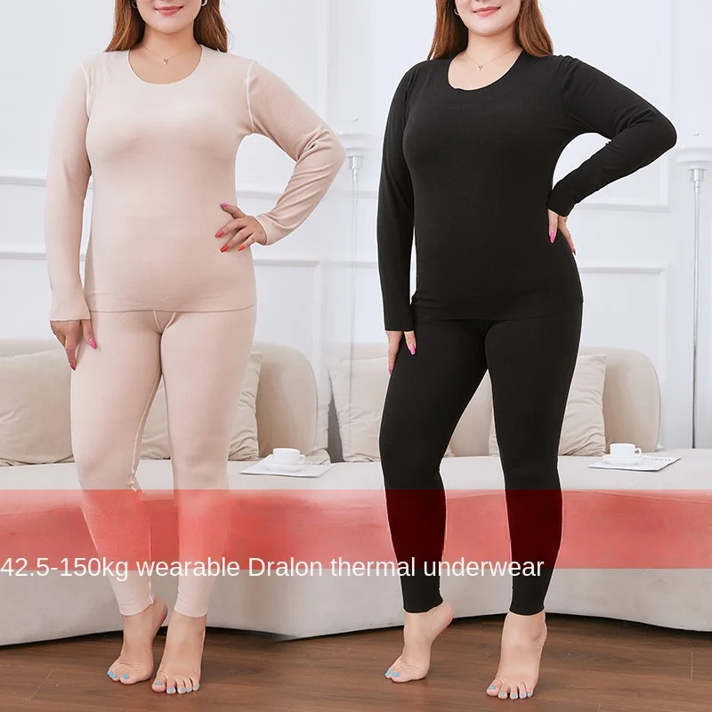 2 Sets Long Sleeve Women's Thermal Underwear Woman Winter Sets Plus SizeThermal Pants Top Two Piece Set Thin Women Suits Warming