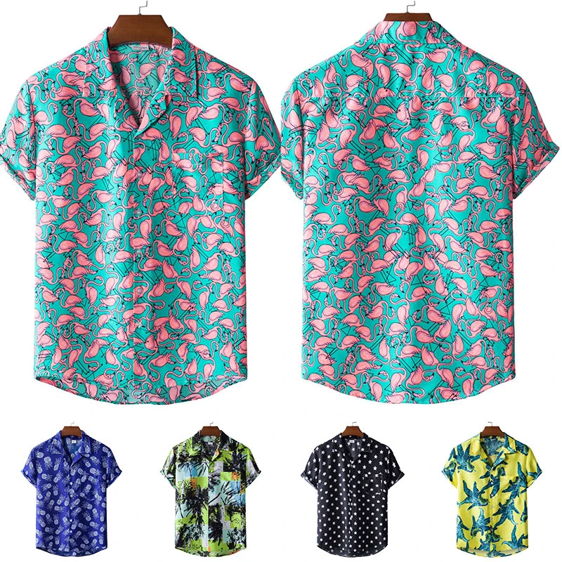 2022 New Fashion Mens Hawaiian Summer Shirt Printed Short Sleeve Big Us Size Hawaii Flower Beach Floral Patterns For Male