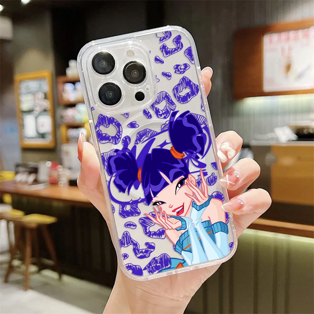 Фото Новый магнитный чехол для телефона W-Winx Clubs для Samsung Galaxy S26 S25 S24 S23 S22 S21 S20 FE Edge Plus Ultra 5G, мягкий прозрачный ТПУ №2