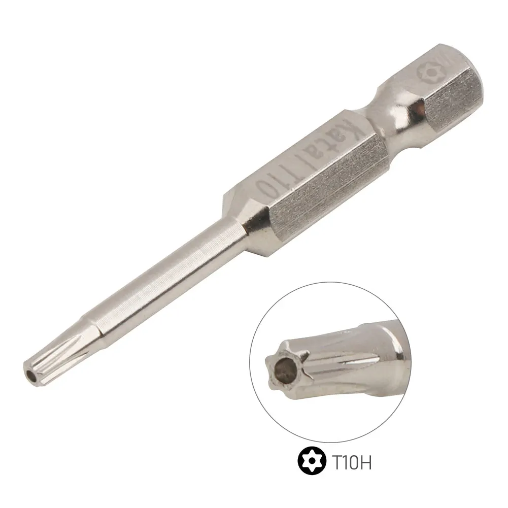 T10H Защитная отвертка Torx 50 мм 1/4 дюйма с шестигранным хвостовиком Магнитная бита T10
