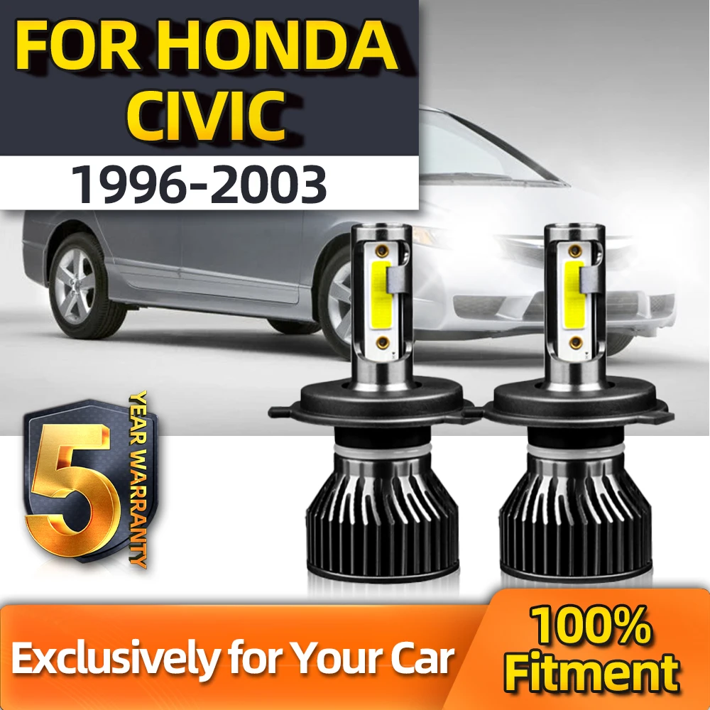 

Crossfox Auto Led Headlight All-in-one H4 Car CSP Chip Lamp 6000K For Honda Civic 1996 1997 1998 1999 2000 2001 2002 2003