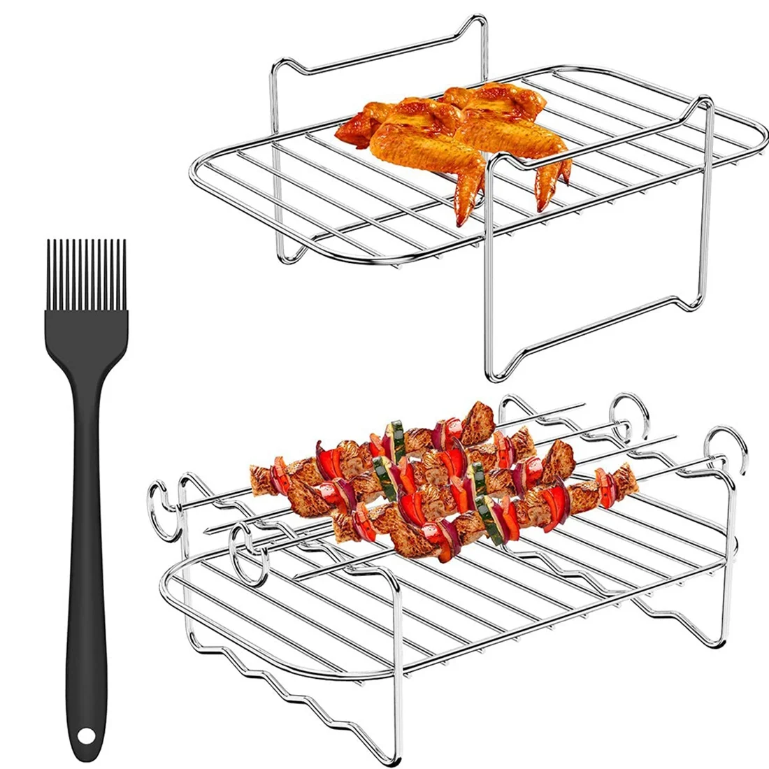 Rack For Ninja Dual Air Fryer,with Barbecue Sticks For Doubl