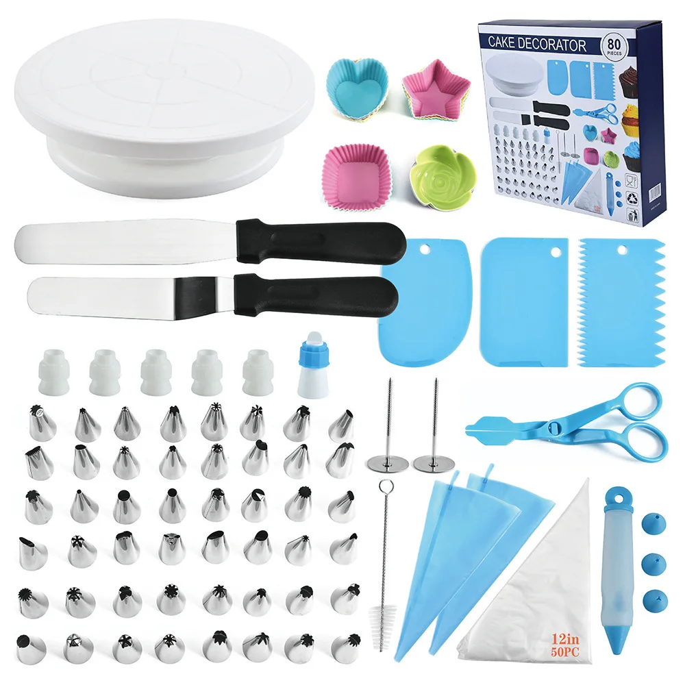 

80PCS Reposteria Cake Decorating Tools Spatula Kit Bakeware Pastry Tools Fondant Piping Nozzles Set Cake Accessories