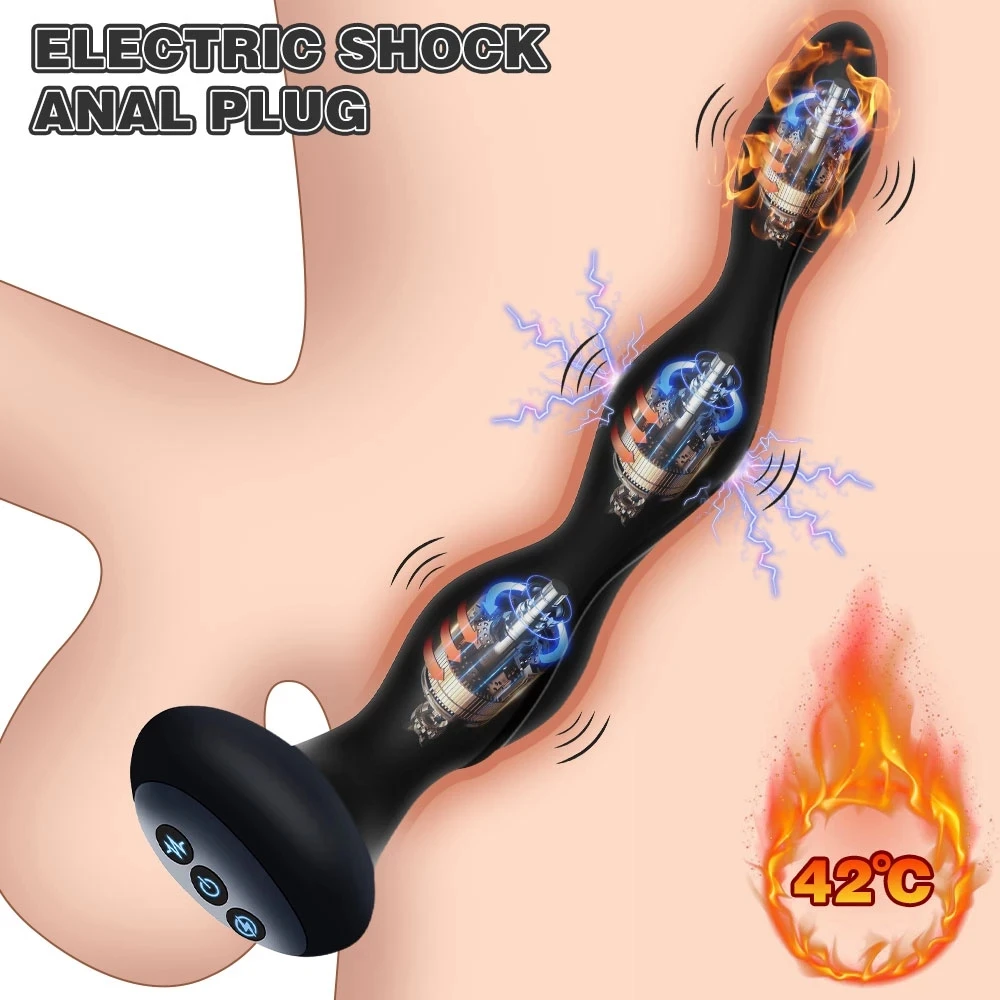 5-Frequency Electric Shock Butt Plug Vibrator Anal Bead Female Massager Erotic Sex Toys for Women  Masturbator Prostat Sexy Porn