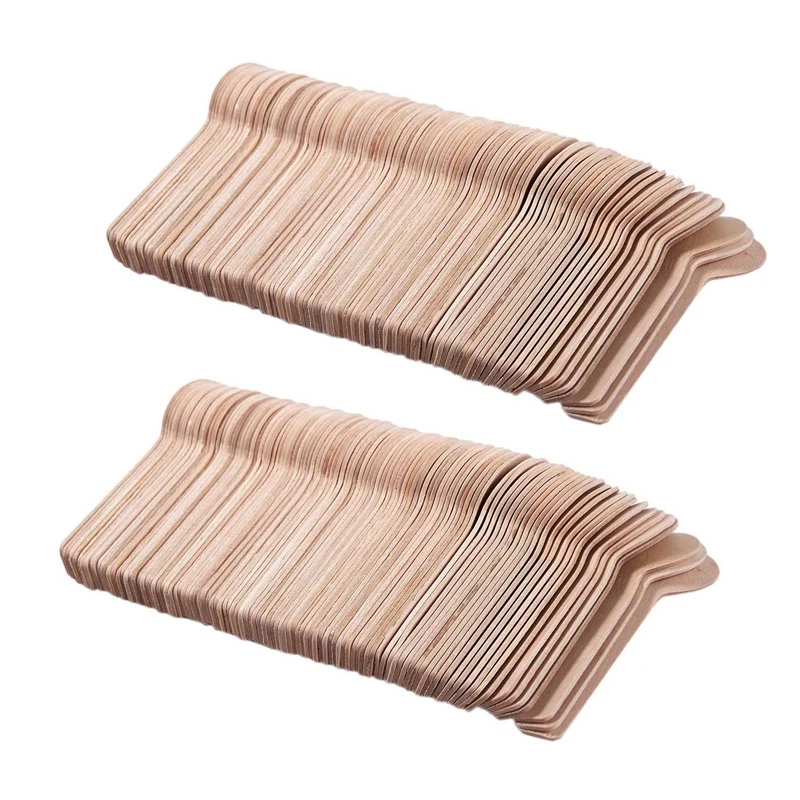 

200Pcs Disposable Wooden Spoon Mini Ice Cream Spoon Wood Western Dessert Scoop Wedding Party Tableware