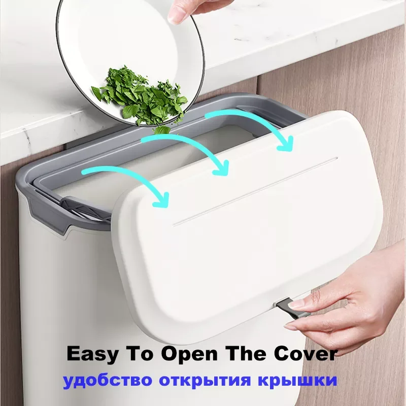 

Wall Mounted Hanging Trash Bin For Kitchens Cabinet Door With Lid Kitchen Trashs Bin Garbage Cans Counter Bins Trash Can Kitchen