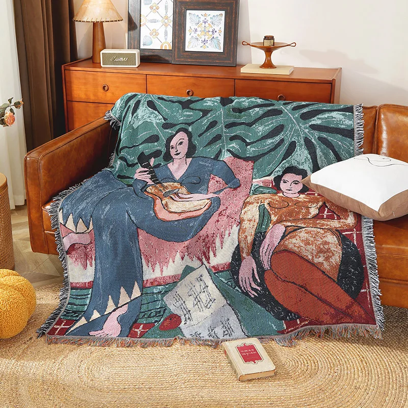 Одеяло в стиле вестерн богемный гобелен чехол для дивана одеяло с принтом гитары