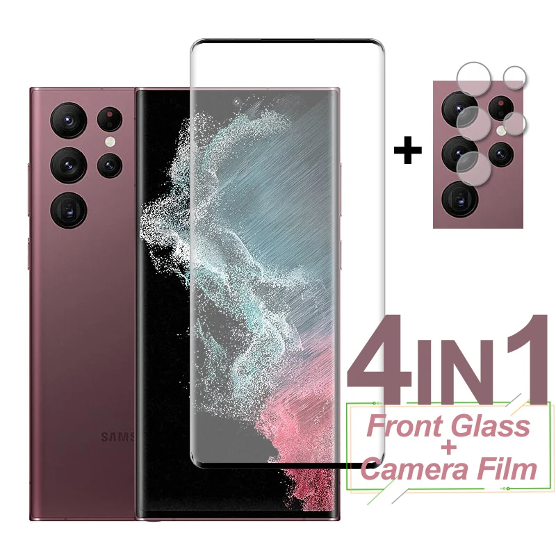 

Закаленное стекло с полным покрытием для Samsung Galaxy S22 Ultra, защита экрана, защитная пленка для камеры телефона Samsung S22 Plus S21 FE