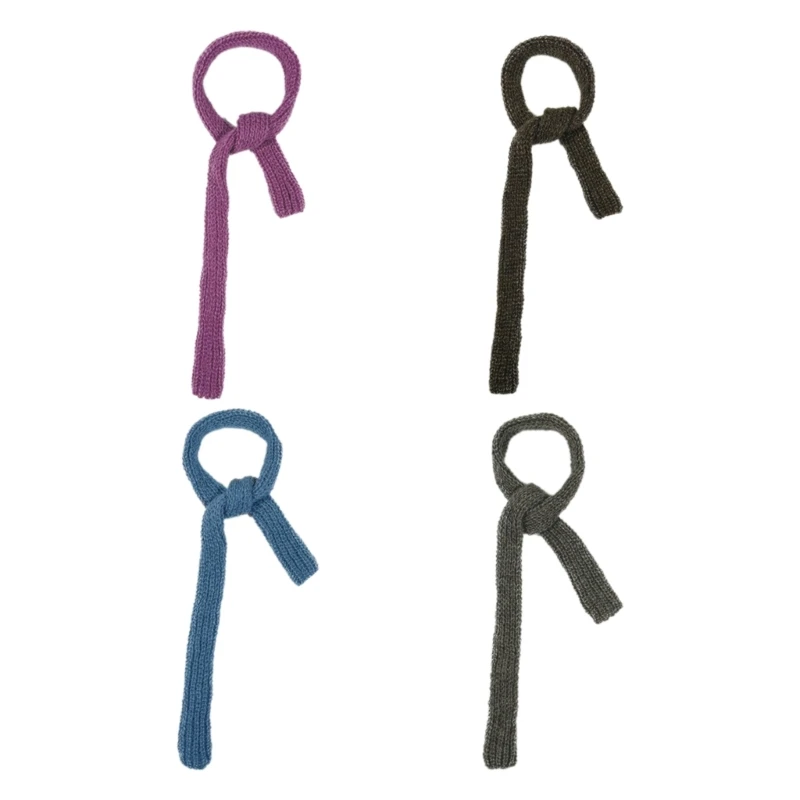 Популярный шейный шарф для девочек удобный декоративный вязаный однотонный