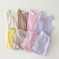 2022 summer new baby clothes set thin cotton infant short sleeveless t shirt shorts 2pcs set boys girl vest suit baby outfits