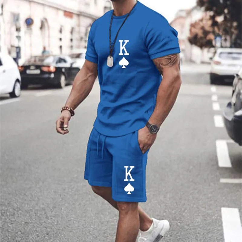 Мужская спортивная одежда 3D однотонный костюм с надписью A буквой K и круглым