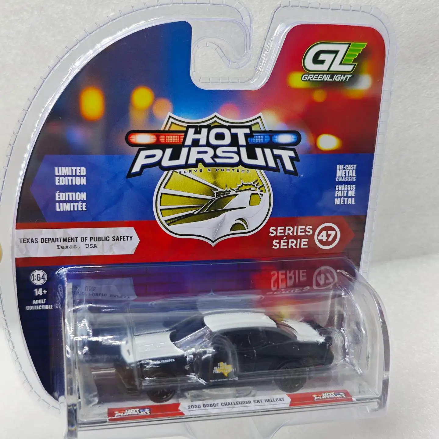 Фото Greenlight 1:64 Hot Pursuit Series 47 2020 Dodge Challenger SRT Hellcat Texas Police 43050-E Коллекционная модель автомобиля №2
