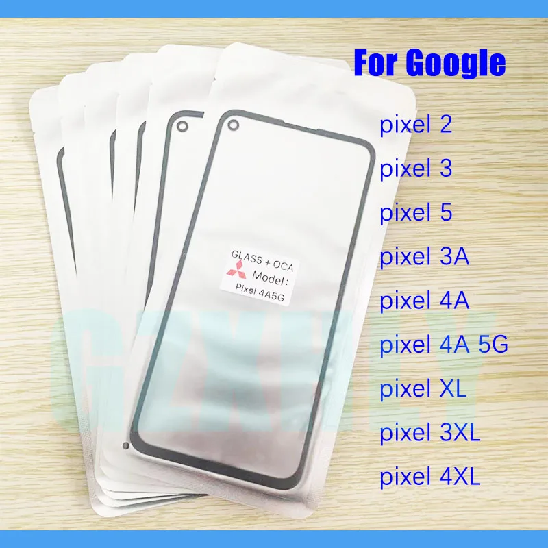 10pcs TOP QC For Google Pixel 4XL 2 3 5 3A 4A 5G XL 3XL LCD Front Touch Screen Outer Lens Glass With OCA Glue Replacement
