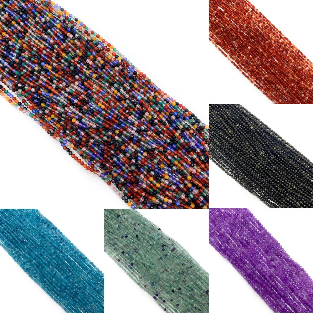 

2mm 3mm Natural Stone Crystal Lapis Lazuli Beads Round Faceted Spinel Beads for Jewelry Making DIY Bracelet Necklace Accessories