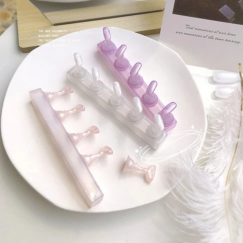 

5Pcs False Nail Tips Practice Training Stand Holder Base Aurora Acrylic Nail Art Polish Display Manicure Tools